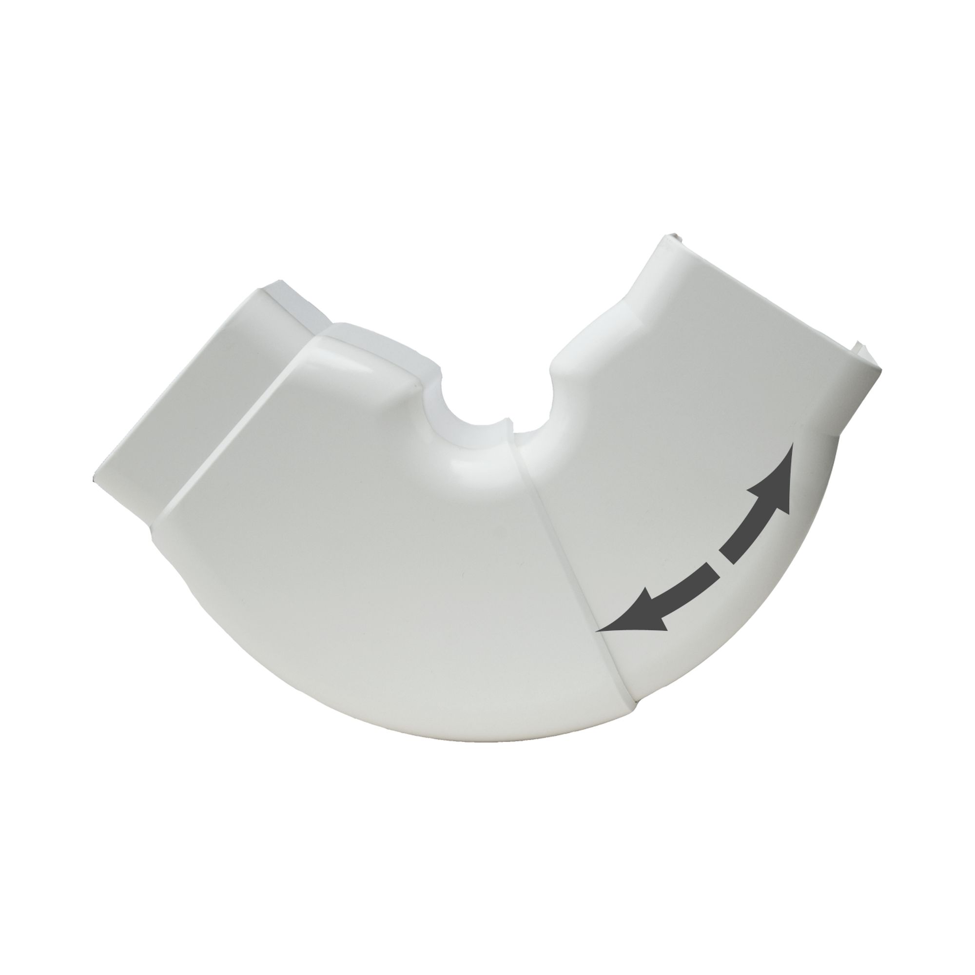 Beweegbare platte bocht 65x50mm (60°-120°) wit PVC RAL 9010 Canalit