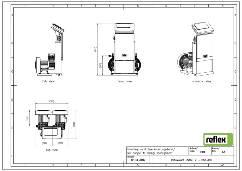Stuureenheid + 2 Compressor Reflexomat RS 150/2 T 10bar Reflex