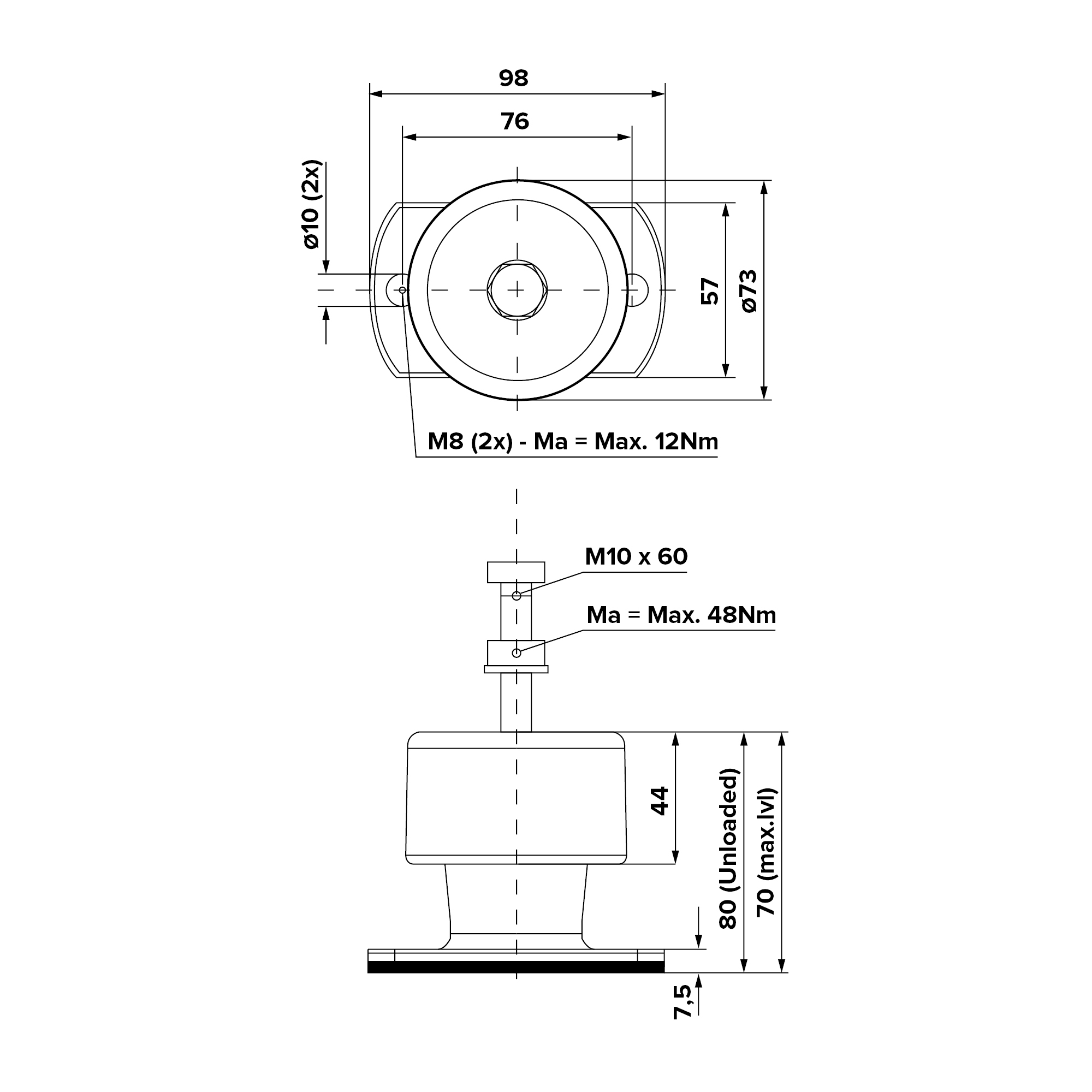 Doos a 2st. Trillingsdemper Premium Medium 95-125kg Canalit