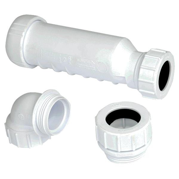Sifon waterslotloos HEPvO PP kit m. bocht 40x1.1/2" wit Wavin