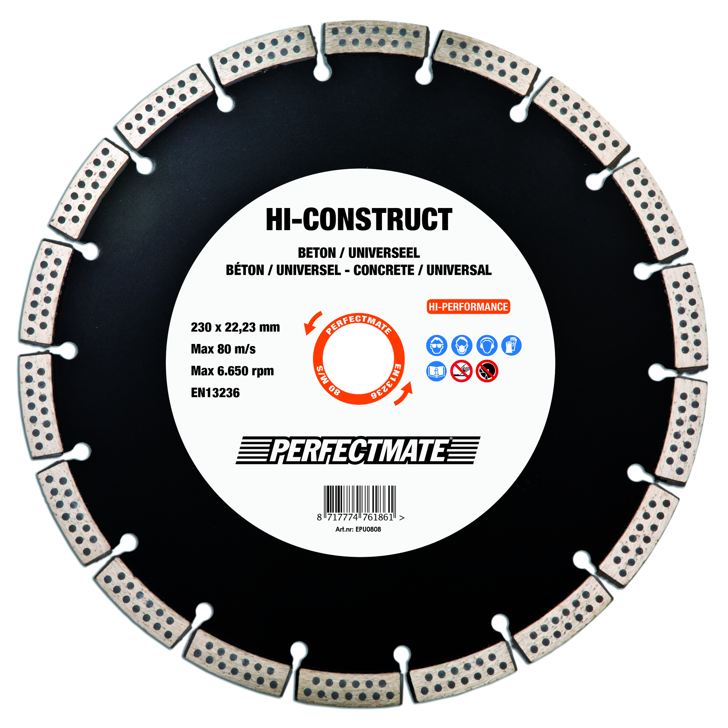 HI-Construct diamantzaagblad 230mm asgat 22.23mm ASF Fischer