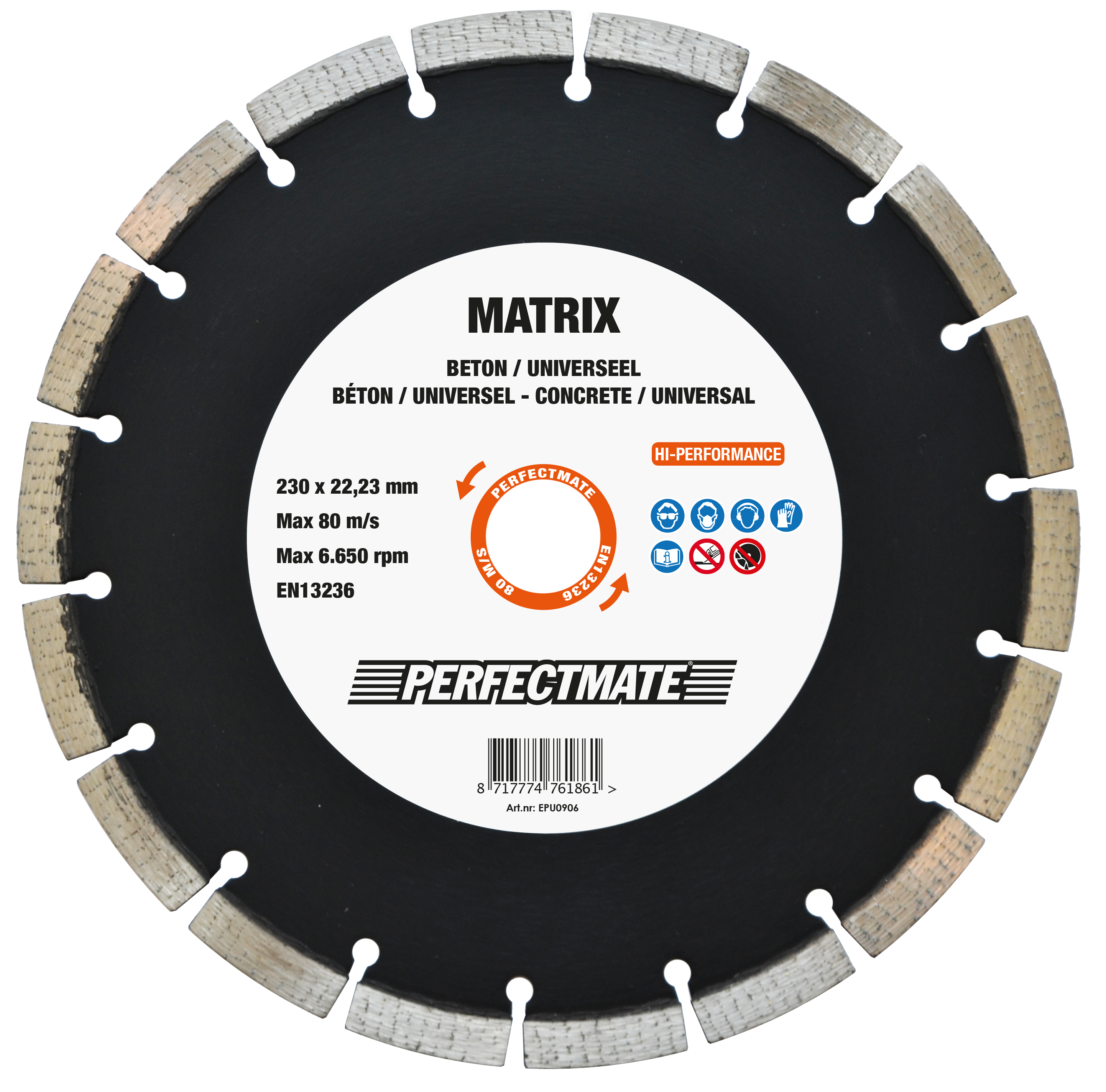 Matrixdiamantzaagblad 230mm asgat 22.23mm ASF Fischer
