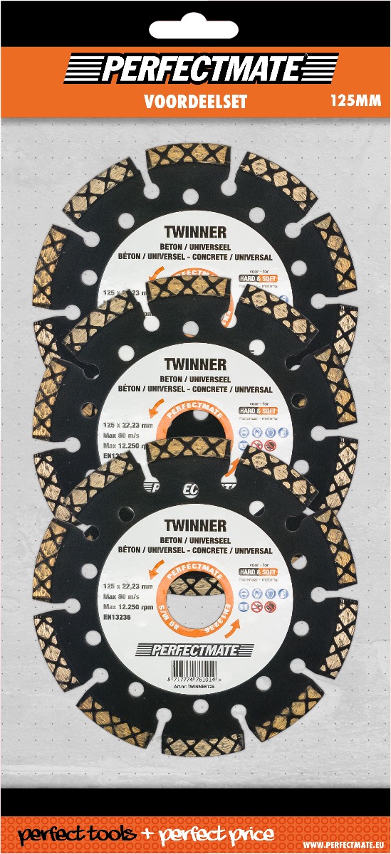 Twinner 3-in-1 voordeelset 125mm asgat 22.23mm ASF Fischer