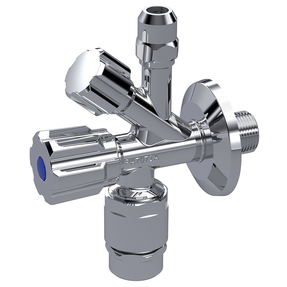 Combi-tapkraan met beluchter 1/2" x 3/4" x 3/8" 10mm VVE=50 Raminex