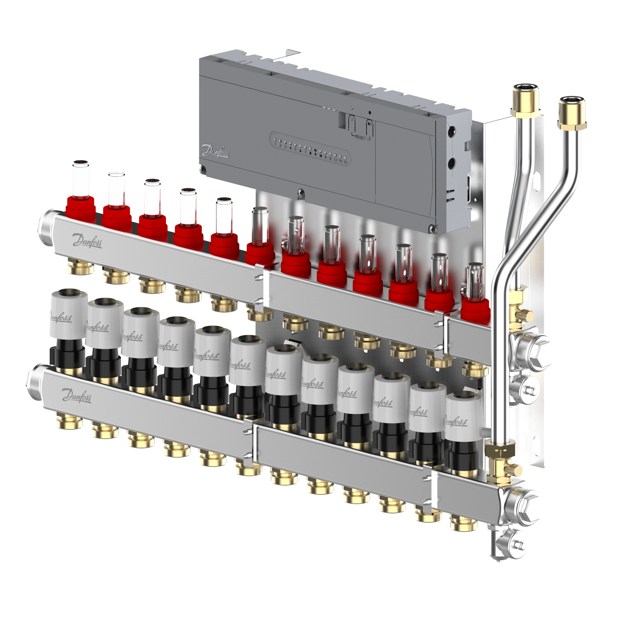 LTV-verdeler vloerverwarming Icon2 Prefab set 12-groeps RVS Danfoss