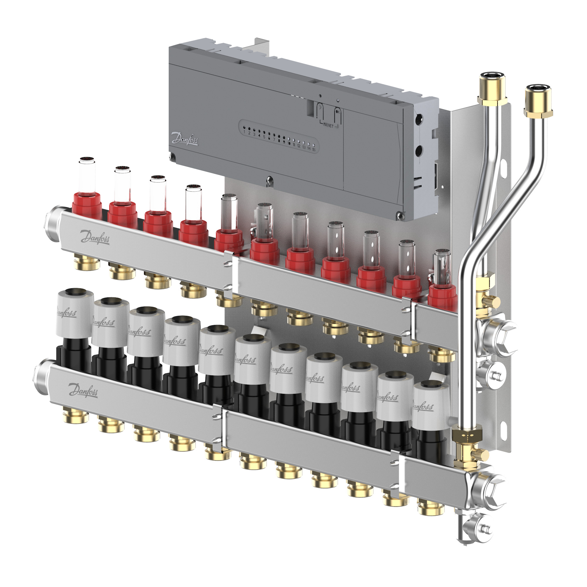 LTV-verdeler vloerverwarming Icon2 Prefab set 11-groeps RVS Danfoss