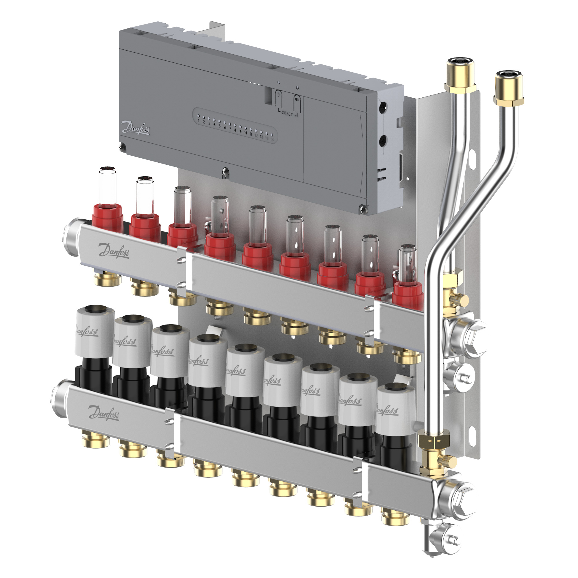 LTV-verdeler vloerverwarming Icon2 Prefab set 9-groeps RVS Danfoss