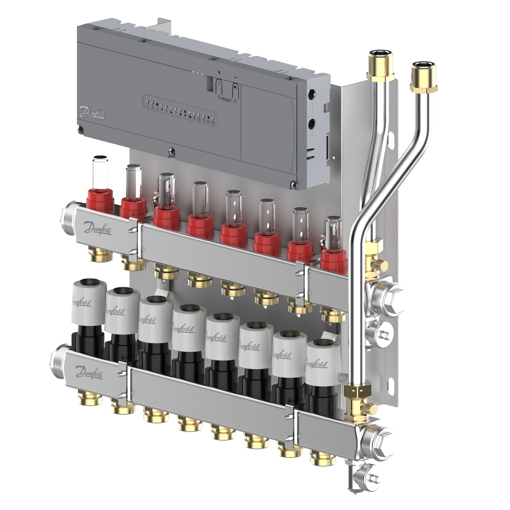 LTV-verdeler vloerverwarming Icon2 Prefab set 8-groeps RVS Danfoss
