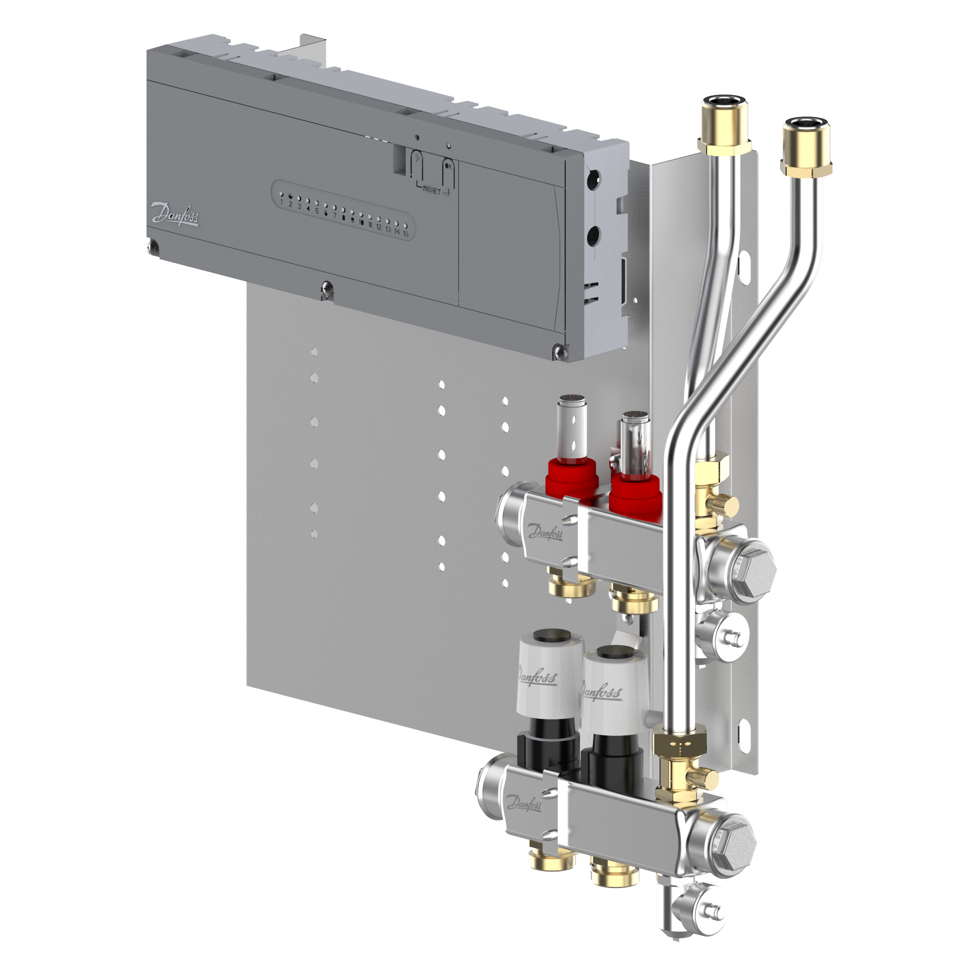 LTV-verdeler vloerverwarming Icon2 Prefab set 2-groeps RVS Danfoss