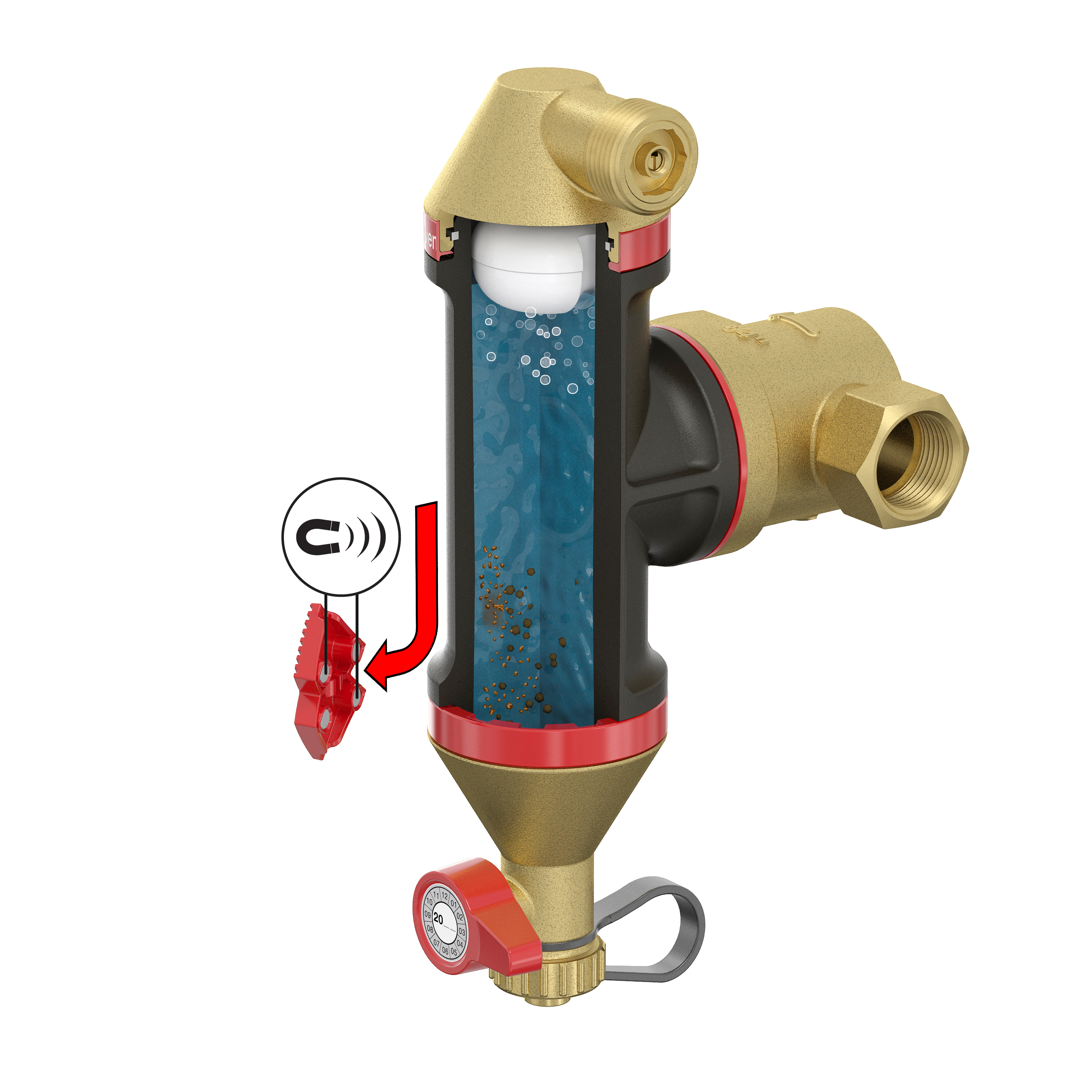 Lucht-vuilafscheider Clean Smart hor/vert. 22mm knel Flamco