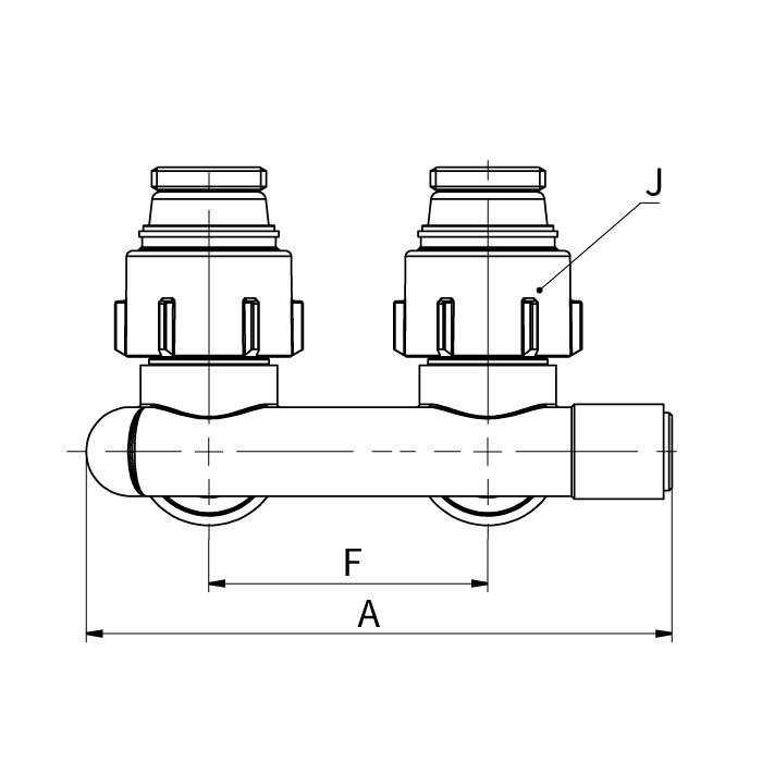 H-onderblok aanv/ret gekruist haaks MM G1/2x3/4 EK Ni Simplex VVE=5 Flamco